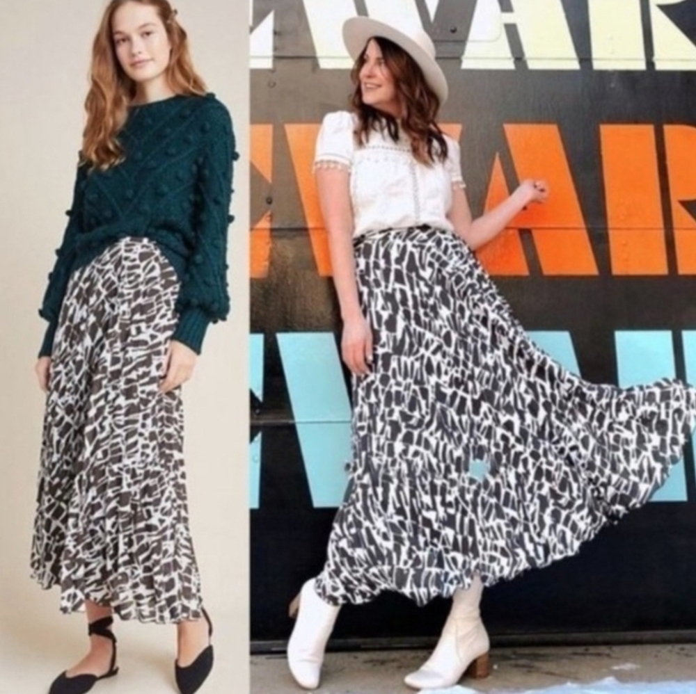 Maeve By Anthropology Stylish Black and White Women's Skirt Small $138